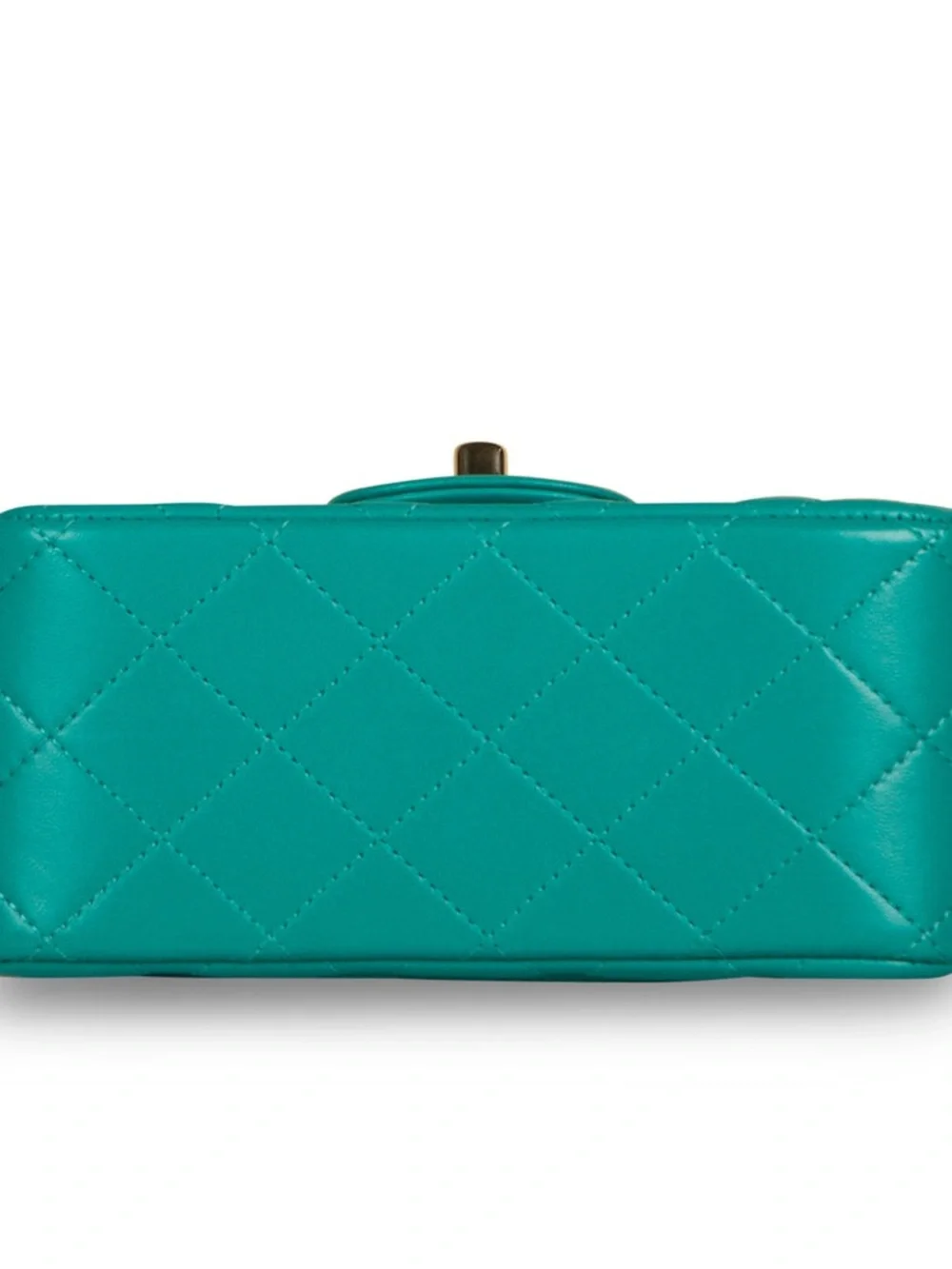 CHANEL Turquoise Quilted Lambskin Mini Flap Bag
